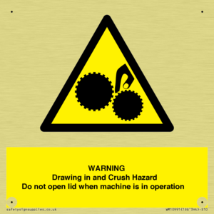 Warning Drawing in and Crush Hazard